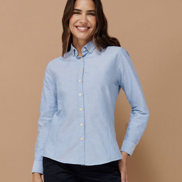 Henbury Ladies Modern Long Sleeve Regular Fit Oxford Shirt Thumbnail